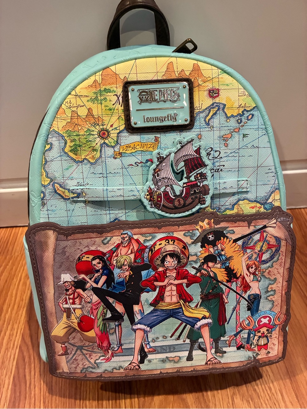 New Loungefly One Piece Luffy and Crew Map Mini Backpack